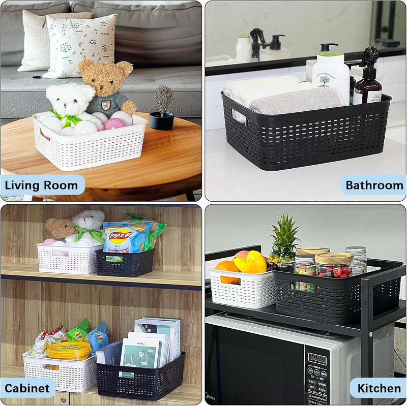 Soddeph Plastic Storage Baskets for Cabinets, Household Pantry Organization with Handle,Organizer Bins for Room,Bathrooms,Under-Sink,Kitchen (Black, S-3PACK) - Image 5